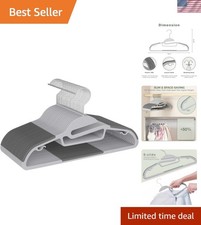 Plastic Hangers 50 Pack with Non-Slip Design,0.2 Inches Thick, 360 Swivel Hoo...