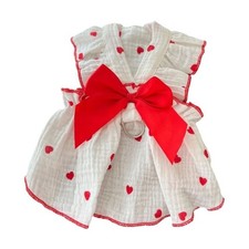 Dog Dress Clothes Outfit Skirt Heart Print Clothes for Boy Girl Dog Spring