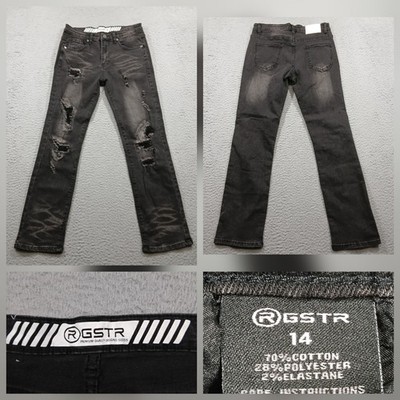 RGSTR Womens 14 Distressed Jeans Black Slim Fit Ripped Streetwear Denim EUC