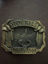 Vintage 1980 Rockies Colorado Great American Belt Buckle Company #H144 USA Made