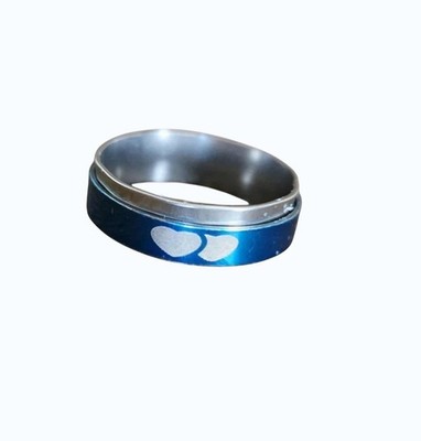 Blue Titanium Steel Double Hearts Ring Size 11 Love Band Next Day Shipping
