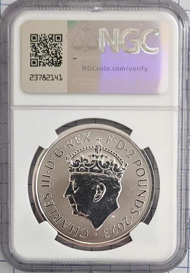 TOP POP 2023 Great Britain Silver £2 King Charles Coronation Mint State NGC 70 - Image 2 of 3