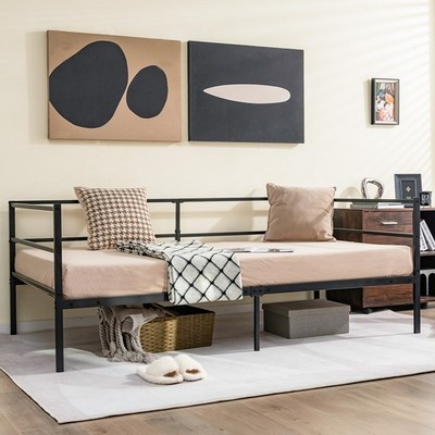 Twin Daybed Sofa Bed Frame Metal Platform with Headboard for Guest Living Room