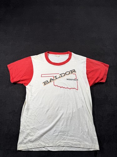 Vintage Baldor Westville Ringer T-Shirt Red and White