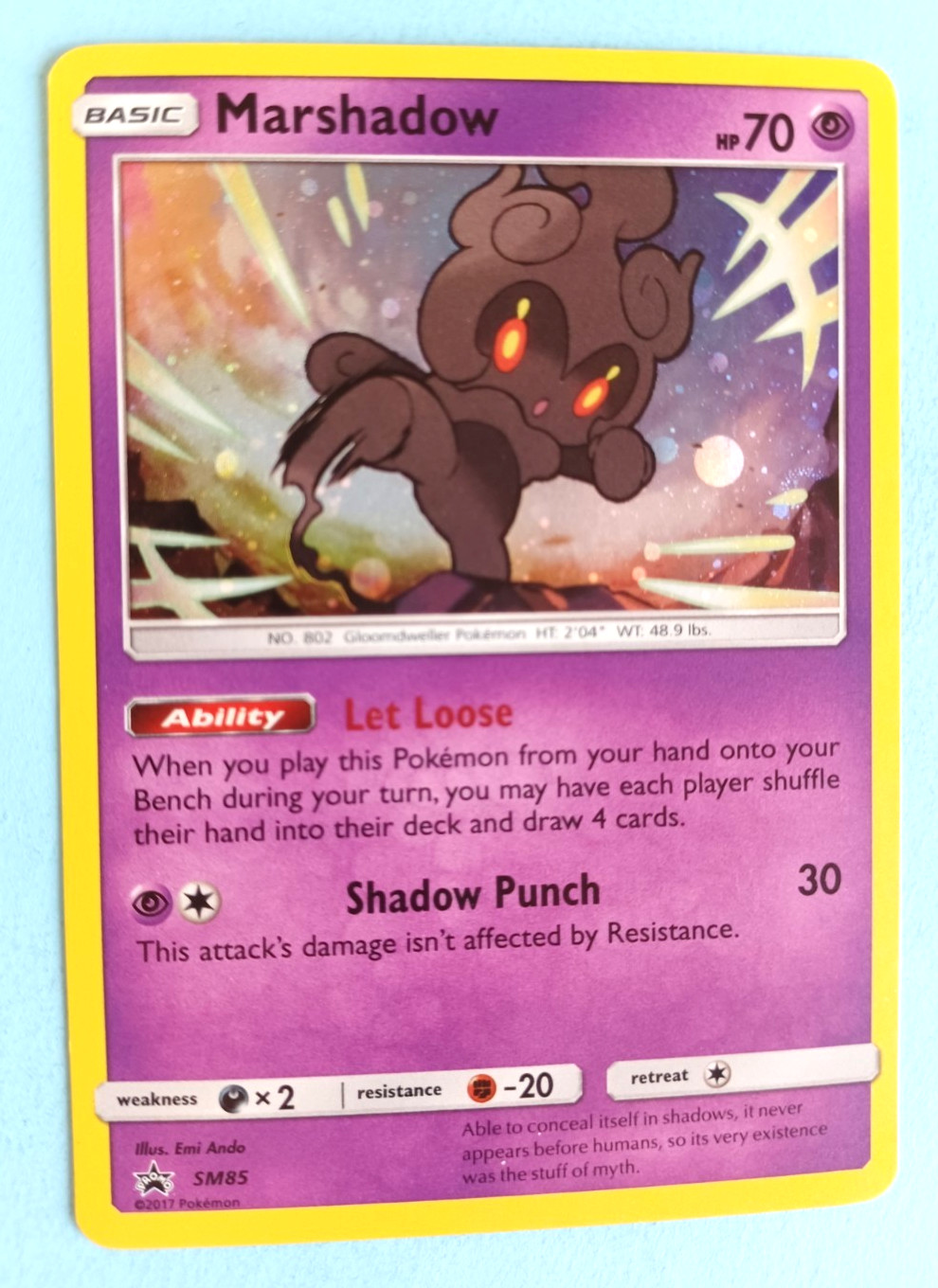 POKEMON BLACK STAR PROMO MARSHADOW #SM85 HOLO VERY LIGHT PLAY