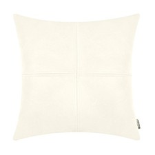 BRAWARM Faux Leather Throw Pillow Covers 20 x 20 Inches, Cream Leather Pillow