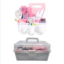 Kids Cooking Set 37PCS Real Baking Kit w Case Timer Safe Knives Open Box
