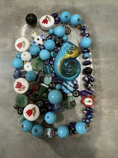 Estate Multicolor Glass & Porcelain Bead Lot for crafts & jewelry making(6.5 Oz)