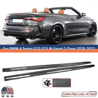Fits 2020-ON BMW 4 Series G22 G23 430i M440i Side Body Skirts Carbon Fiber Look