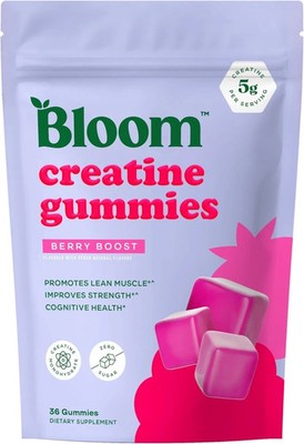 Bloom Creatine Gummies 5g Zero Sugar Berry Boost for Muscle & Cognitive Health