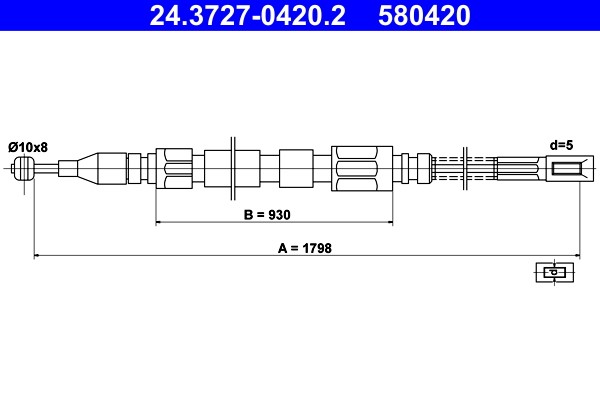 Rear ATE 24.3727-0420.2 Cable Pull, parking brake for MERCEDES-BENZ