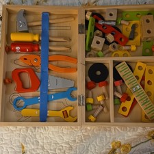 Wooden Pretend Play Tool Set Kit for Ages 3-7
