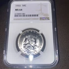 1955 Franklin Half. NGC MS64