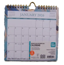 Pen Gear 2026 Monthly Small Spiral Hanging 7"x7" Desk Calendar New (HH/118)