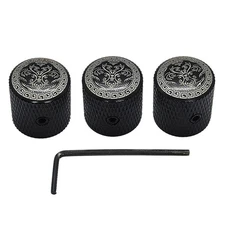 Electric Guitar Volume Tone Control Dome Knobs Metal Potentiometer Caps 3 Pack