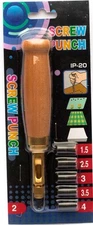 Japanese Screw Punch w/ 6 tips 1.5, 2, 2.5, 3, 3.5 & 4 mm