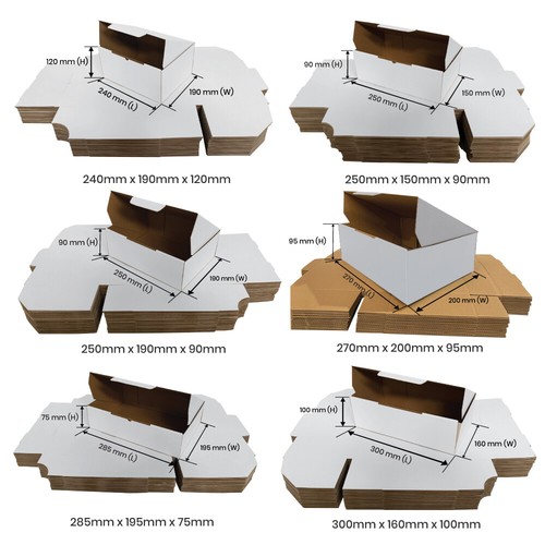 White Diecut Superflat Mailing Box Cardboard Mailer Shipping Small Large Medium - Picture 5 of 55