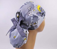 Scrub hats, nurse scrub cap, womens surgical hat, ponytail scrub cap cats