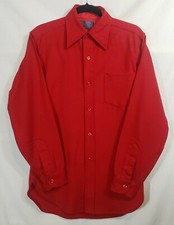 Vtg Pendleton MADE IN USA Mens 100% Virgin Wool Button Front Shirt - Red - Sz S*