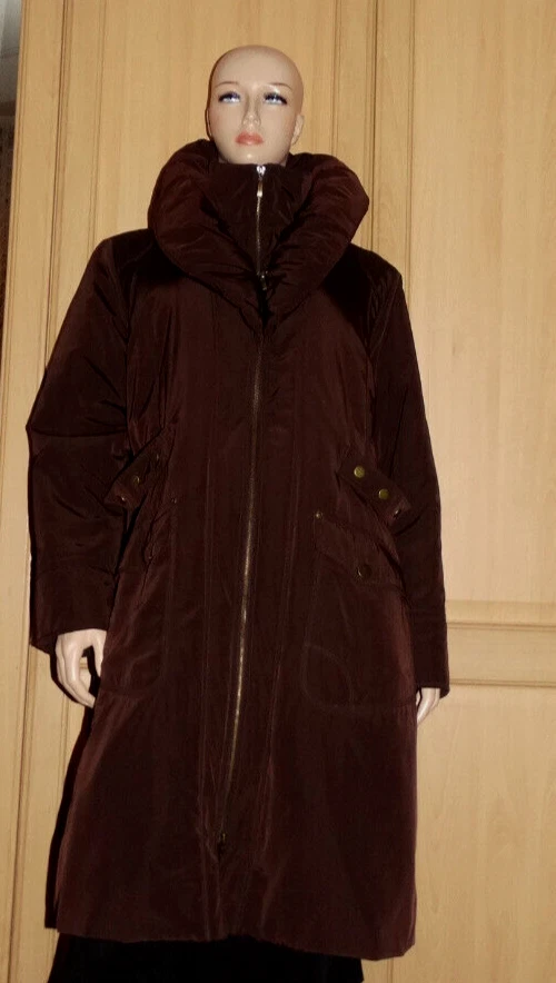 Abrigo mujer ULLA POPKEN Selection chaqueta larga parka cuello chal talla 46/48 marrón - Imagen 4 de 4