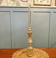 Silver Mercury Glass Twisted Table Top Finial/Christmas Tree Finial Rare 22"