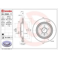 2x Bremsscheibe BREMBO 09.D393.11 passend für VOLVO