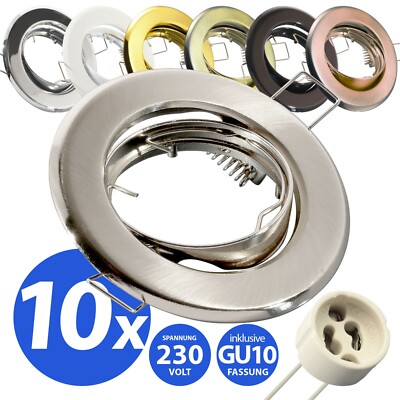 10 Pack LED Einbaustrahler Rahmen GU10 MR16 230V Einbauspot Einbaurahmen Spot