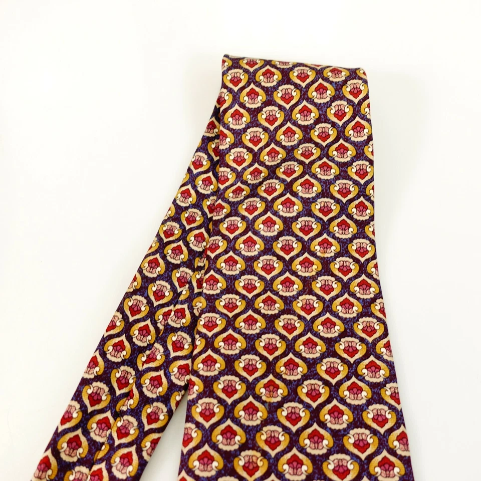 Corbata Foulard Para Hombres Púrpura Amarillo Geométrica Art Deco Prendas para el Cuello Clásicas ADOLFO EE. UU. Foto 4 de 4