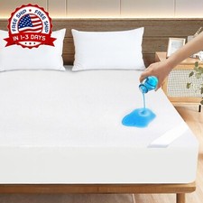 Protector De Colchon Impermeable Queen Size, Amigable Con La Piel Y Transpi NEW
