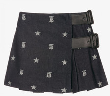 Burberry Girls Indigo Star And Monogram Motif Japanese Denim Skirt size 3 4 8