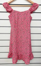 EX DOROTHY PERKINS LADIES PINK CHERRY PRINT CAMI DRESS SIZE 8 NEW (ref 737) SALE