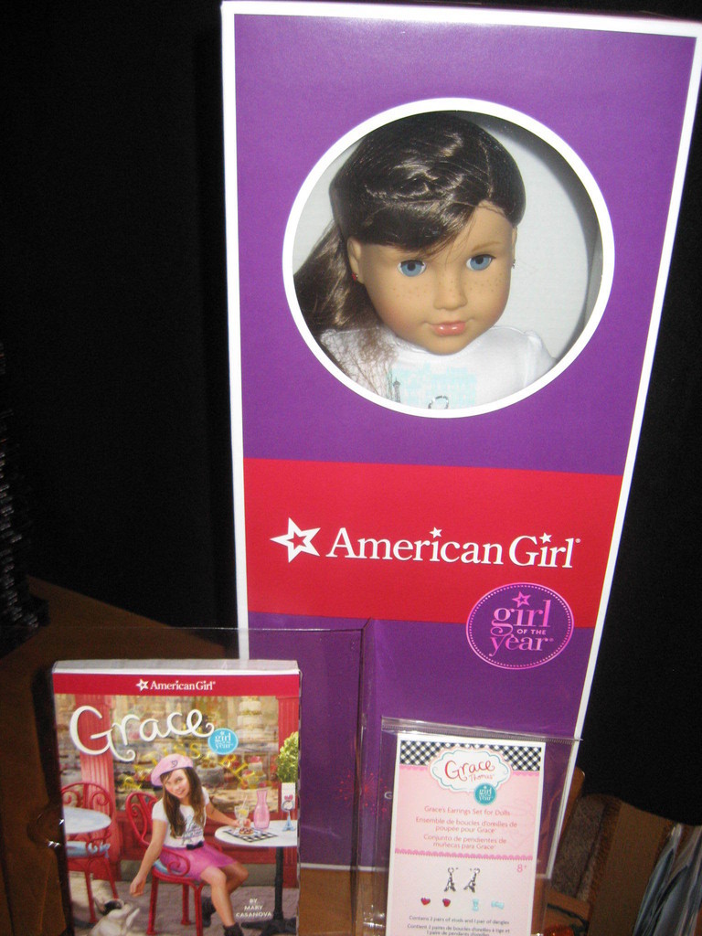 American Girl GRACE Doll with PIERCED EARS & EARRINGS Book BRACELET