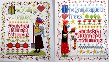 Falling Leaves Breezy Day Snowcap Trees Snowy Fun Samplers CROSS STITCH PATTERNS