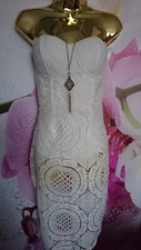 NEW WHITE SEXY LACE MISSGUIDED SEXY MIDI LADIES DRESS SIZE S UK 8 EU 36
