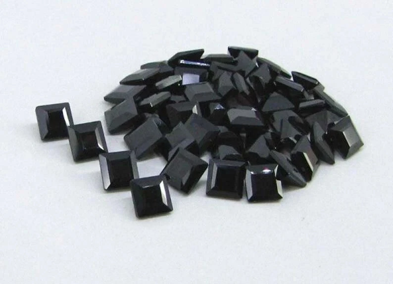 Natural Black Spinal 4mm Square Faceted Calibrated Size Loose Gemstone 50 Pc - Image 2 of 4