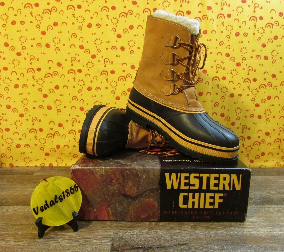 WESTERN CHIEF Leather/Rubber Winter Boots Thermolite Thin Insulation Men's  Sz 12