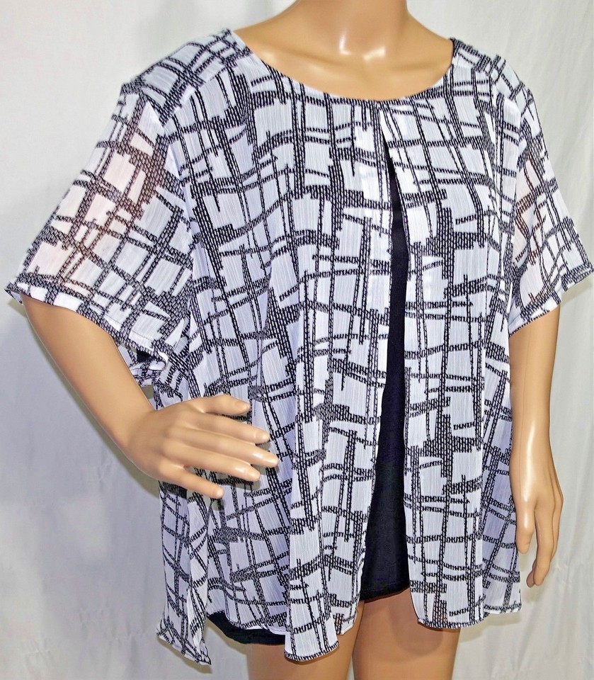 Southern Lady Women Plus Size 1x 2x 3x Black White Hi Lo Lined Top ...