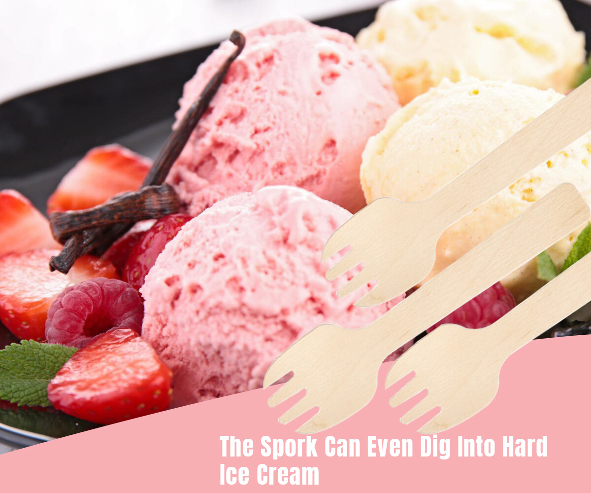 100Pcs Wooden Spork Disposable Eco Biodegradable Cutlery Bulk Party