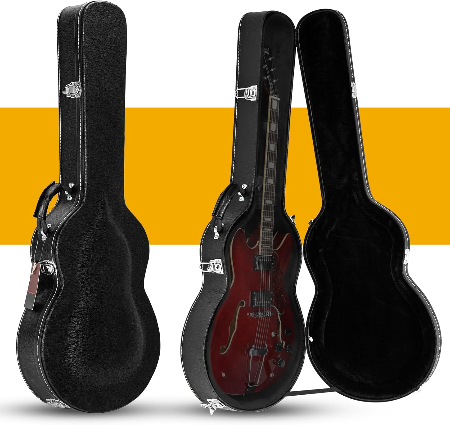 Electric Guitar Hard Case for 335-Style Semi-Hollow & Hollowbody, Brown