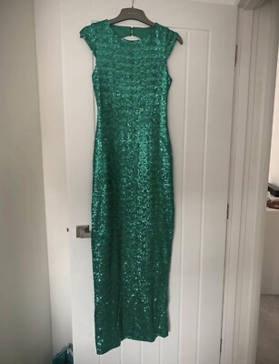 Green Sequin Long Dress From ASOS Size 10 | eBay UK