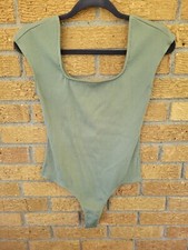 Altar'd State Sage Green Cap Sleeve Square Neck Ribbed Bodysuit Size M
