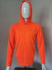Hi Viz Orange Long Sleeve Shirts With Hood, polyester mesh.