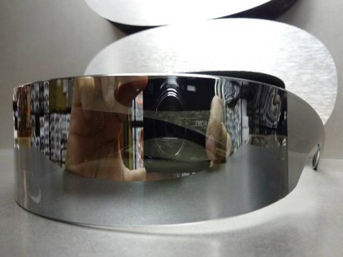 SPACE ROBOT PARTY RAVE COSTUME CYCLOPS FUTURISTIC SHIELD SUN GLASSES All Chrome - Picture 4 of 11
