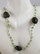 Kalan Vintage Sterling Silver 16mm Labradorite Clear Green Beaded Necklace 16.5"