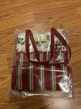 NWOT LONGABERGER Christmas Striped Botanical Tote Purse Lunch Bag