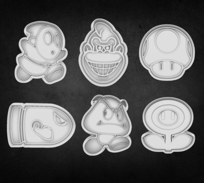 Super Mario Themen-Ausstechformen + Stempel (einzeln oder im 6er Set)