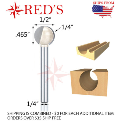 Tideway Carbide Pro LC05050804 1/4R'' Full Round Carving 1/4'' shank router bit