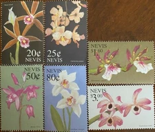 Nevis 1999 - Orchids Flowers - Set of 6 Stamps - Scott #1143-48 - MNH