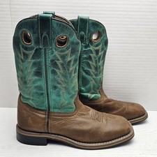 Smoky Mountain Leather Jesse Boots Unisex Youth Sz 5 Teal/Brown 3851Y Western