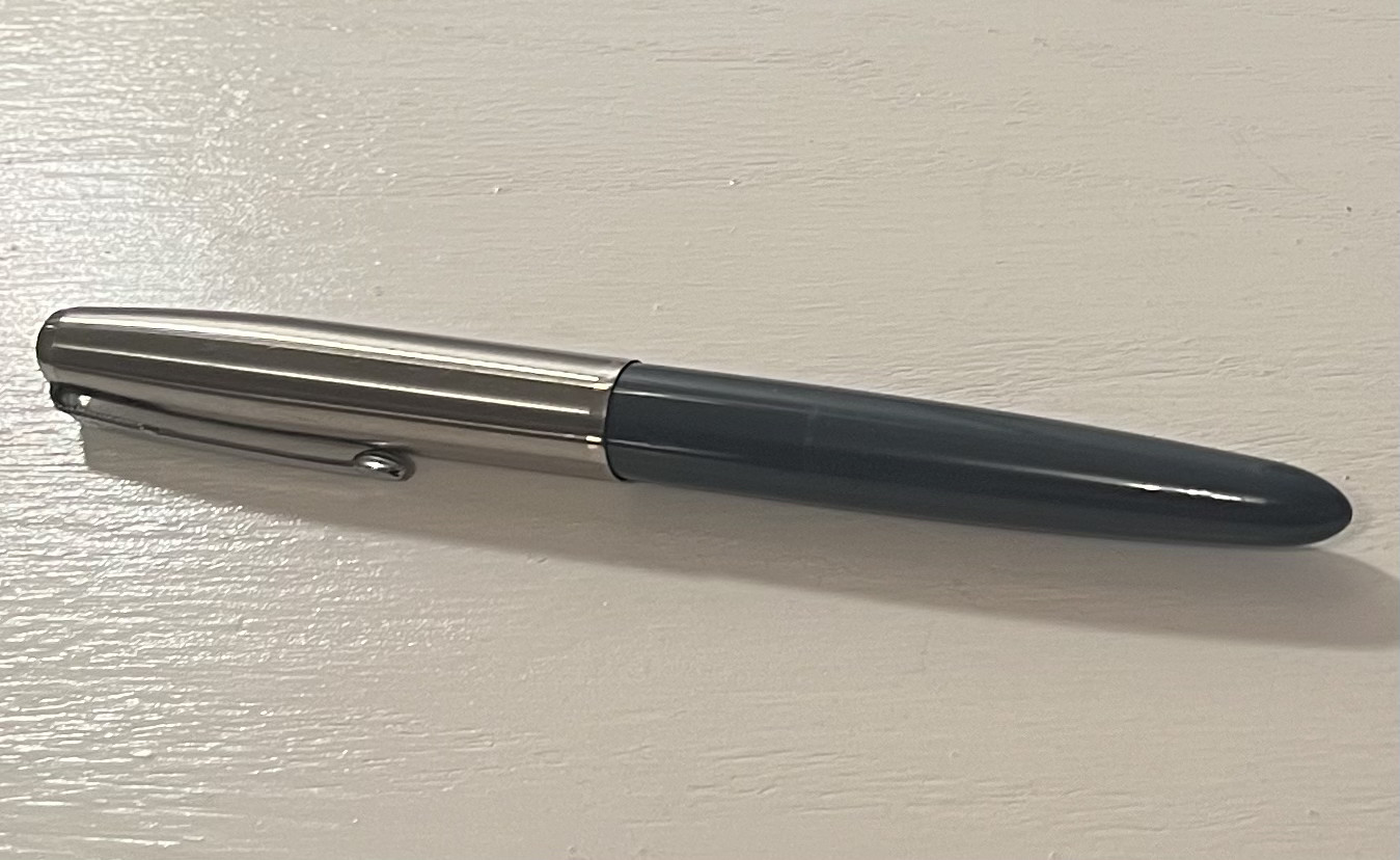 Vintage Parker 41 Fountain Pen w/ Gray Barrel + Chrome Cap + Octanium Nib + Demo